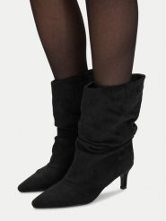 DeeZee Botki CEO-WS25319-02 Czarny. Czarne botki damskie DeeZee, z materiału, bez obcasa, na słupku, bez zapięcia. Za 199.99 zł.