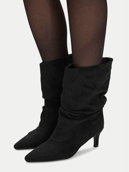 DeeZee Botki CEO-WS25319-02 Czarny. Czarne botki damskie DeeZee, z materiału, bez obcasa, na słupku, bez zapięcia. Za 199.99 zł.