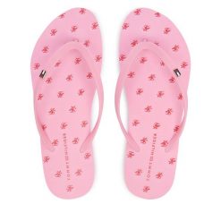 Japonki Tommy Hilfiger. Czerwone klapki damskie Tommy Hilfiger, bez wzorów, bez obcasa, bez zapięcia. Za 209.99 zł.