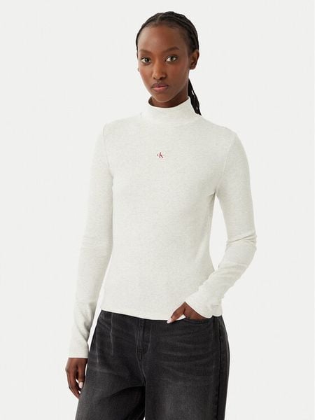 Calvin Klein Jeans Golf LV047D203G Szary jasny Slim Fit. Szare golfy damskie Calvin Klein Jeans, m, bez wzorów, z bawełny, bez ramiączek. Za 168.99 zł.