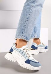 Niebieskie Sneakersy przed Kostkę na Platformie Sparkani. Niebieskie obuwie sportowe damskie Renee, przed kostkę, bez zapięcia. Za 49.99 zł.