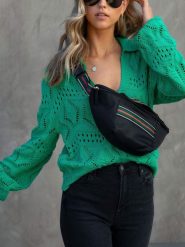 Milan Kiss Sweter w kolorze zielonym rozmiar: M. Zielone swetry klasyczne damskie Milan Kiss, m, z bawełny, bez kołnierzyka. Za 144.92 zł.