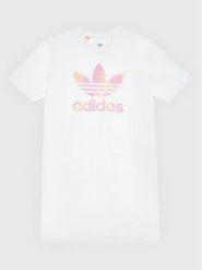 Adidas Sukienka codzienna Graphic Logo HK2935 Biały Relaxed Fit. Białe sukienki dziewczęce Adidas, bez wzorów, z bawełny, bez ramiączek, proste. Za 109.99 zł.