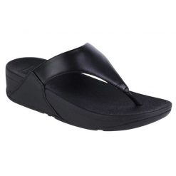 Japonki FitFlop Lulu W I88-001 czarne. Czarne klapki damskie bez wzorów, z gumy, bez obcasa, bez zapięcia. Za 439.16 zł.