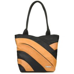 Shopperka skórzana Beltimore L38 czarno-camelowa. Czarne torebki klasyczne damskie ze skóry, na ramię, duże, bez dodatków. Za 208.99 zł.