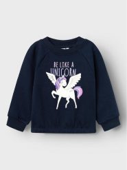 NAME IT Bluza 13219948 Granatowy Regular Fit. Niebieskie bluzy dziewczęce Name it, bez wzorów, z bawełny, bez ramiączek, bez kaptura. Za 104.99 zł.