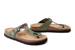 DR. BRINKMANN 701003-07 grun, klapki japonki damskie. Zielone klapki damskie Dr. Brinkmann, bez wzorów, ze skóry, bez obcasa, bez zapięcia. Za 289.90 zł.