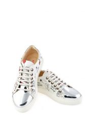 Goby Skórzane sneakersy w kolorze srebrno-białym rozmiar: 38. Białe obuwie sportowe damskie Goby, bez zapięcia. Za 217.99 zł.