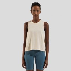 Koszulka tech. damska bez rękawów Odlo Tank crew neck ACTIVE 365 LINENCOOL. Żółte koszulki damskie ODLO, l, bez wzorów, bez kołnierzyka, bez ramiączek. Za 239.99 zł.