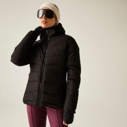 Kurtka narciarska damska z membraną Glacier Dare 2b. Czarne kurtki sportowe damskie Dare 2b, na zimę, bez wzorów, z puchu, bez kaptura. W wyprzedaży za 699.99 zł.