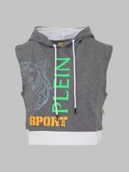 Plein Sport Bluza w kolorze szarym rozmiar: XS. Szare bluzy damskie Plein Sport, xs, bez wzorów, z bawełny, z kapturem. Za 153.71 zł.