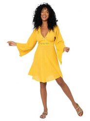 Aller Simplement Sukienka w kolorze żółtym rozmiar: 34-40. Żółte sukienki damskie Aller Simplement, bez wzorów, z bawełny, bez ramiączek. Za 86.99 zł.