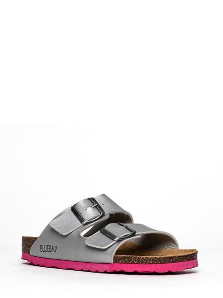 Bluebay Klapki "Aristote" w kolorze srebrnym rozmiar: 37. Szare klapki damskie Bluebay, bez wzorów, z otwartym noskiem, bez obcasa, bez zapięcia. Za 87.40 zł.