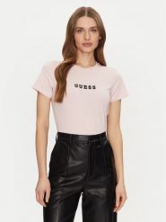 Guess Jeans T-Shirt W5RI54 J1314 Beżowy Regular Fit. Brązowe t-shirty damskie Guess Jeans, s, z aplikacjami, z bawełny, bez kołnierzyka. Za 79.99 zł.