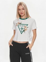 Guess T-Shirt Zoey V4GI02 K46D1 Biały Boxy Fit. Białe t-shirty damskie Guess, xl, z aplikacjami, z bawełny, bez kołnierzyka. Za 289.99 zł.