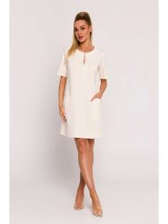 Made of emotion Sukienka w kolorze kremowym rozmiar: XL. Brązowe sukienki damskie Made Of Emotion, bez wzorów, bez ramiączek. Za 245.96 zł.