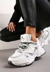 Białe Nowoczesne Sneakersy z Grubą Podeszwą i Sznurowaniem Silika. Białe obuwie sportowe damskie Renee, z jeansu, bez zapięcia. Za 89.99 zł.