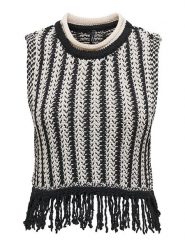 ONLY Bezrękawnik w kolorze kremowo-czarnym rozmiar: M. Brązowe swetry klasyczne damskie Only, m, ze splotem, bez kołnierzyka. Za 78.28 zł.