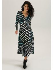 Aniston Sukienka w kolorze czarno-biało-turkusowym rozmiar: 46. Białe sukienki damskie Aniston, bez wzorów, z wiskozy, bez ramiączek. Za 95.99 zł.