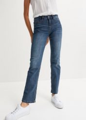 Dżinsy ze stretchem straight, mid waist. Niebieskie jeansy damskie bonprix. Za 97.99 zł.