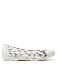 Caprice Baleriny 9-22151-42 Biały. Białe balerinki damskie Caprice, bez wzorów, ze skóry. Za 203.99 zł.