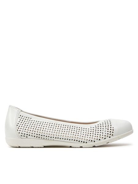 Caprice Baleriny 9-22151-42 Biały. Białe balerinki damskie Caprice, bez wzorów, ze skóry. Za 183.99 zł.