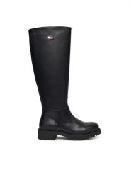 Tommy Jeans Kozaki Tjw Stretchy Long Shaft Boot EN0EN02828 Czarny. Czarne kozaki damskie Tommy Jeans, z jeansu, bez obcasa, na płaskiej podeszwie, bez zapięcia. Za 629.99 zł.