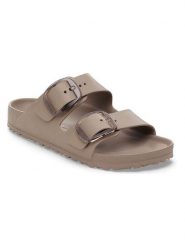 Birkenstock Klapki "Arizona Big Buckle" w kolorze szarobrązowym rozmiar: 42. Brązowe klapki damskie Birkenstock, bez wzorów, z otwartym noskiem, bez obcasa, bez zapięcia. Za 238.95 zł.