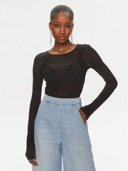 Pinko Bluzka Berlino 100639 A1A0 Czarny Regular Fit. Czarne bluzki damskie Pinko, xl, bez wzorów, z syntetyku, bez kołnierzyka, bez ramiączek. Za 369.99 zł.