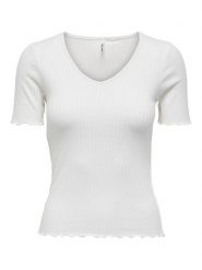 JDY Koszulka w kolorze białym rozmiar: L. Białe bluzki damskie JDY, l, bez wzorów, prążkowane, bez kołnierzyka, bez ramiączek. Za 47.94 zł.