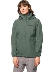 Jack Wolfskin Kurtka przeciwdeszczowa "Stormy Point" w kolorze khaki rozmiar: M. Brązowe kurtki sportowe damskie Jack Wolfskin, m, bez wzorów, z materiału, bez kaptura. Za 417.28 zł.
