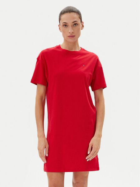 Tommy Hilfiger Koszula nocna UW0UW05767 Czerwony Regular Fit. Czerwone koszule nocne i halki Tommy Hilfiger, bez wzorów, z bawełny, bez ramiączek. Za 159.99 zł.