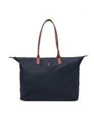 Tommy Hilfiger Torebka Popette Maxi Tote AW0AW17996 Granatowy. Niebieskie torebki klasyczne damskie Tommy Hilfiger, ze skóry, bez dodatków. Za 399.99 zł.
