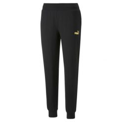 Spodnie damskie Puma ESS+ Metallic Pants FL. Czarne spodnie sportowe damskie Puma, s, bez wzorów, z bawełny, na fitness i siłownię. Za 179.00 zł.