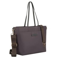 Nylonowa shopperka damska w szarym kolorze z doczepianym, regulowanym paskiem Peterson PTN JN-10. Szare torebki klasyczne damskie Peterson, z nylonu, do ręki, bez dodatków. Za 119.99 zł.