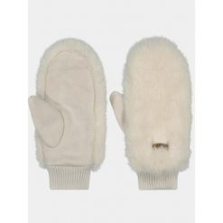Rękawiczki Damskie Barts Fur Mitts. Białe rękawiczki damskie Barts, bez wzorów. Za 241.50 zł.