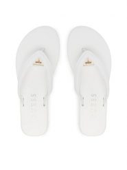 Guess Japonki FLJCNY ELE24 Biały. Białe klapki damskie Guess, z aplikacjami, ze skóry, bez obcasa, bez zapięcia. Za 145.99 zł.