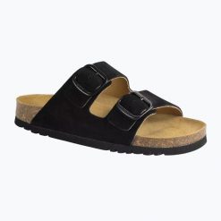 Klapki damskie Scholl Josephine Suede. Czarne klapki damskie Scholl, bez wzorów, z materiału, bez obcasa, bez zapięcia. Za 279.99 zł.