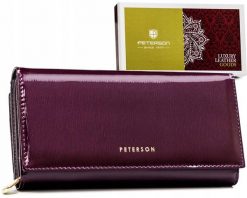 Portfel skórzany Peterson PTN 42100-SH fioletowy. Fioletowe portfele damskie Peterson, bez wzorów, ze skóry. Za 143.99 zł.