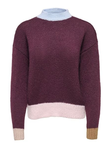 ONLY Sweter w kolorze bordowym rozmiar: XS. Czerwone swetry klasyczne damskie Only, xs, bez kołnierzyka. Za 115.95 zł.