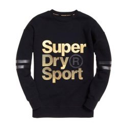 Bluza sportowa damska Superdry Gym Tech. Czarne bluzy damskie Superdry, m, bez wzorów, z bawełny, bez kaptura. Za 228.00 zł.