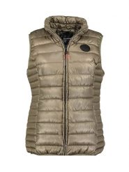 Geographical Norway Kamizelka pikowana "Annecy" w kolorze oliwkowym rozmiar: S. Zielone kamizelki damskie Geographical Norway, s, z aplikacjami, bez kaptura. Za 100.99 zł.