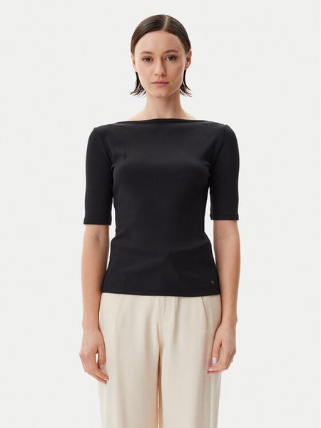 Calvin Klein Bluzka K20K208244 Czarny Slim Fit. Czarne bluzki damskie Calvin Klein, xs, bez wzorów, bez kołnierzyka, bez ramiączek. Za 189.99 zł.