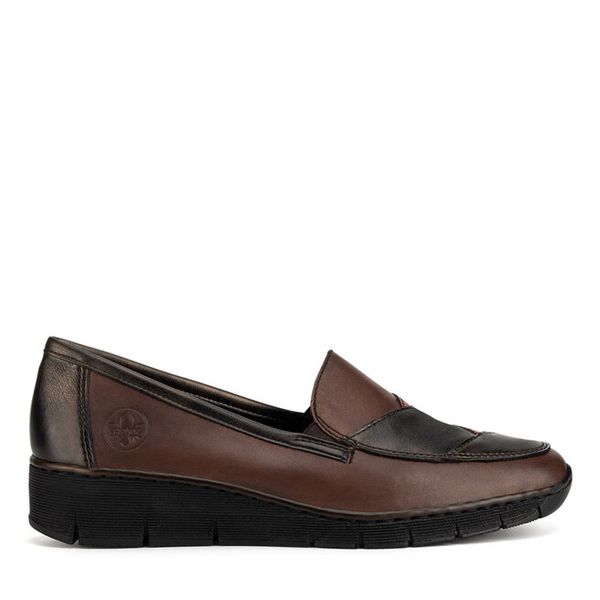 Mokasyny Rieker. Brązowe mokasyny damskie Rieker, bez obcasa. Za 287.00 zł.