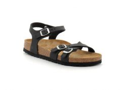 Sandały Birkenstock Kumba Czarny Damskie. Czarne sandały damskie Birkenstock, bez wzorów, z materiału, bez obcasa, bez zapięcia. Za 875.00 zł.