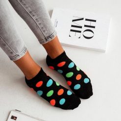 Czarne stopki damskie w grochy 778. Czarne skarpetki damskie Milena, bez wzorów, z bawełny. Za 12.90 zł.
