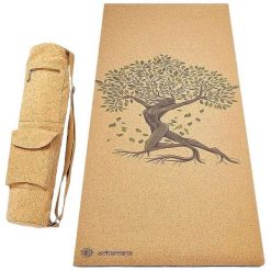 Zestaw maty do jogi z gumy i korka 5 mm + torba z korka - Drzewo życia. Brązowe torby sportowe ACHAMANA, bez wzorów, z bawełny, duże. Za 550.00 zł.