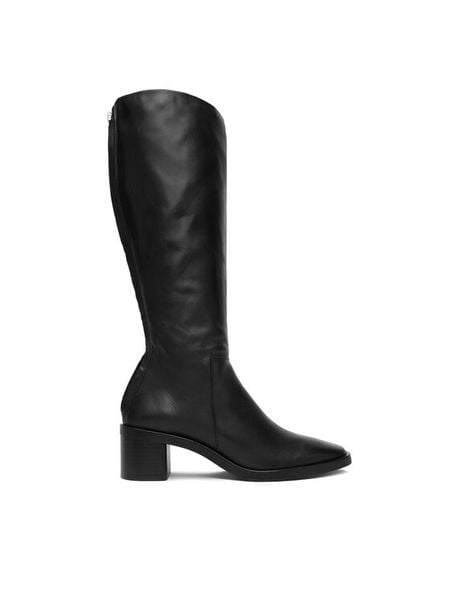 Calvin Klein Kozaki Block Heel Knee Boot Lth HW0HW02812 Czarny. Czarne kozaki damskie Calvin Klein, ze skóry, bez obcasa, na słupku, bez zapięcia. Za 619.99 zł.