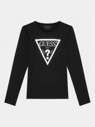 Guess Bluzka J84I36 K8HM0 Czarny Regular Fit. Czarne bluzki i koszule dziewczęce Guess, z aplikacjami, z bawełny, bez kołnierzyka, bez ramiączek. Za 84.99 zł.