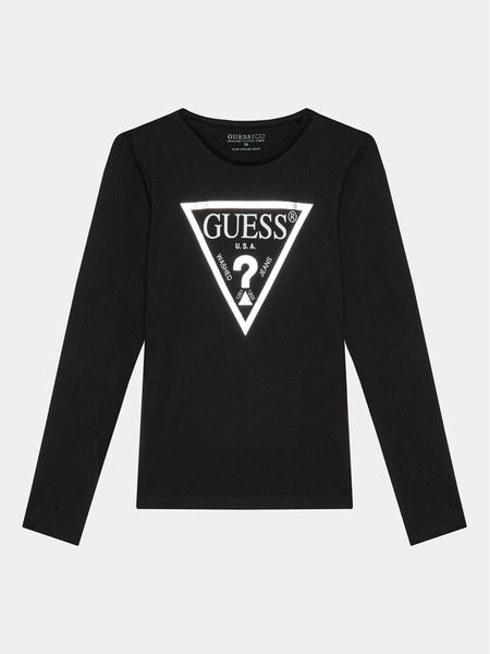 Guess Bluzka J84I36 K8HM0 Czarny Regular Fit. Czarne bluzki i koszule dziewczęce Guess, z aplikacjami, z bawełny, bez kołnierzyka, bez ramiączek. Za 59.99 zł.
